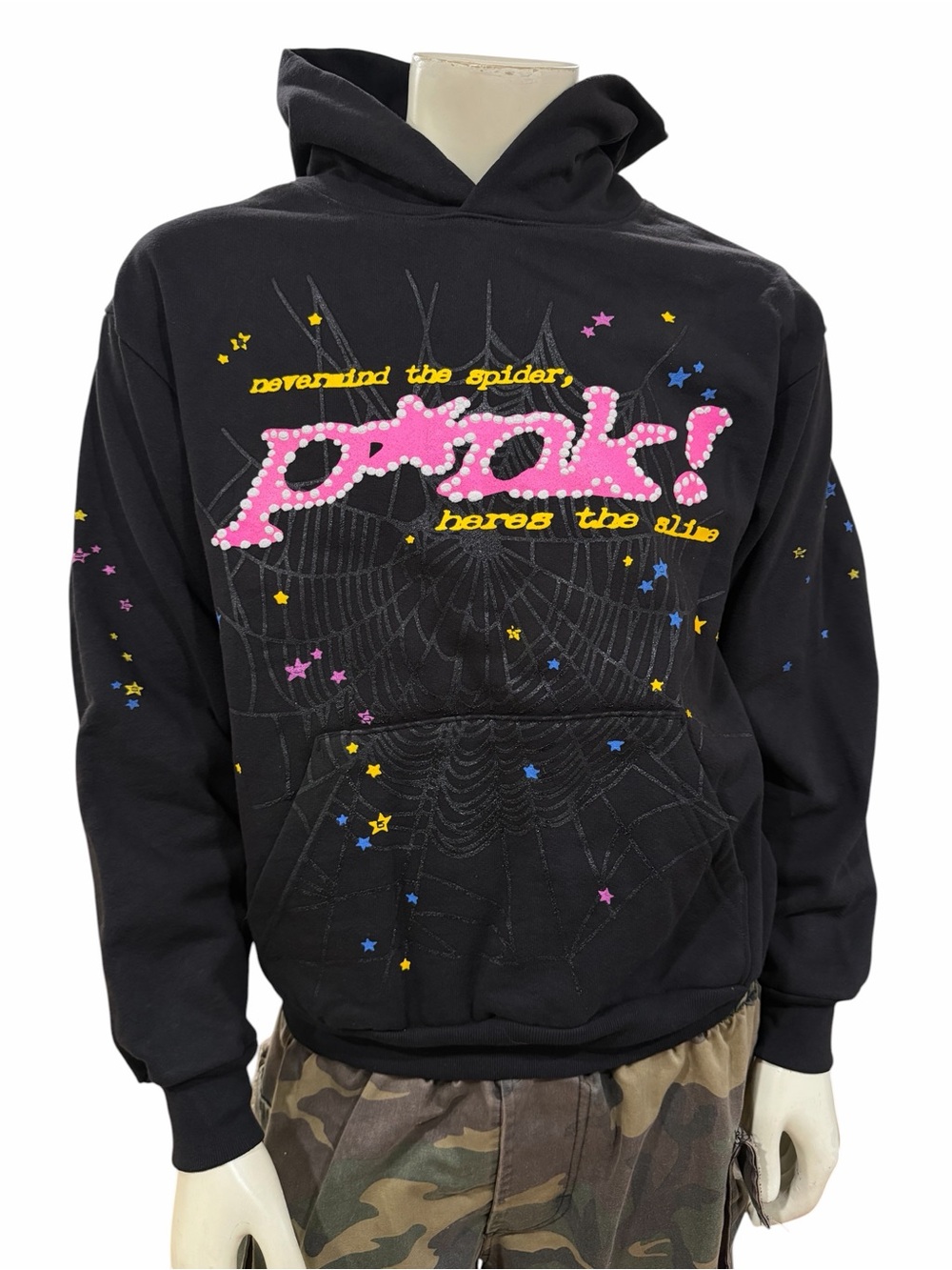 Black Sp5der Punk Hoodie spider web hoodie Size M